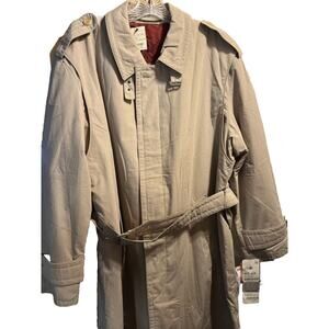 Valmeline Men’s 48 XL Beige Belted Cotton Polyester Rayon Trenchcoat Jacket NWT
